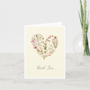 Cartão De Agradecimento Watercolor Floral Heart Baby In Bloom Chá de frald