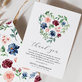 Cartão De Agradecimento Watercolor Floral Heart Sympathy Funeral Memorial