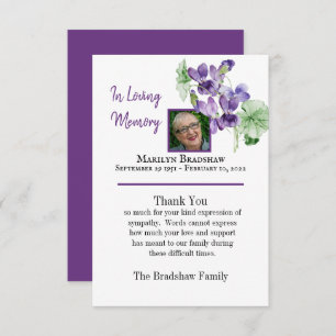 Cartão De Agradecimento Watercolor Floral Memorial Bereavement Foto