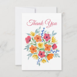 Cartão De Agradecimento Watercolor Floral "Obrigado"