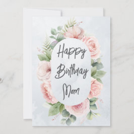 Cartão De Agradecimento Watercolor Floral Personalizada Birthday Mãe Cute