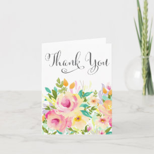 Cartão De Agradecimento Watercolor Floral Thank You Greeting Card