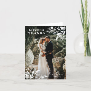 Cartão De Agradecimento Watercolor Floral Wedding Photo Thank You Cards