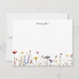Cartão De Agradecimento Watercolor Flores Selvagens Personalizadas Flat Ob