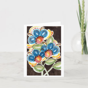 Cartão De Agradecimento Watercolor Folk Art Notecard