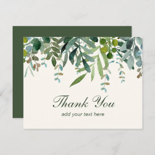 Cartão De Agradecimento Watercolor Greenerase deixa muito obrigado