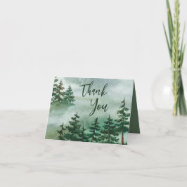 Cartão De Agradecimento Watercolor Greenery Rustic Forest Obrigado
