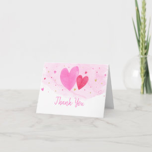 Cartão De Agradecimento Watercolor Hearts Birthday