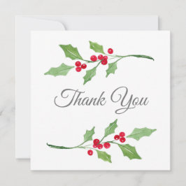 Cartão De Agradecimento Watercolor Holly Sprigs