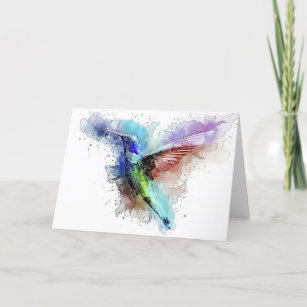 Cartão De Agradecimento Watercolor Hummingbird