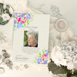 Cartão De Agradecimento Watercolor Hydrangeas Foto Funeral Obrigado