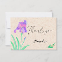 Watercolor Iris on marble background