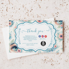 Cartão De Agradecimento Watercolor Lash Artist Floral Beauty Business