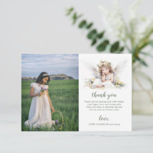 Cartão De Agradecimento Watercolor Little Angle Primeira Comunhão Sagrada