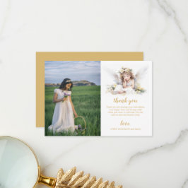 Cartão De Agradecimento Watercolor Little Angle Primeira Comunhão Sagrada