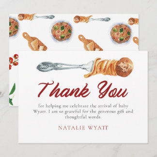 Cartão De Agradecimento Watercolor Little Meatball Italiano