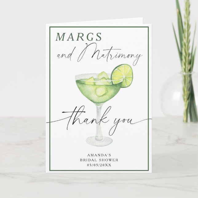 Cartão De Agradecimento Watercolor Margarita Obrigado Chá de panela (Frente)