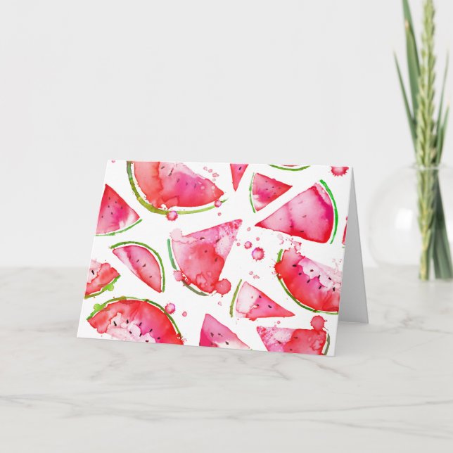 Cartão De Agradecimento Watercolor Melancia 1 (Frente)