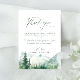 Cartão De Agradecimento Watercolor Mountain Forest Rustic Wedding