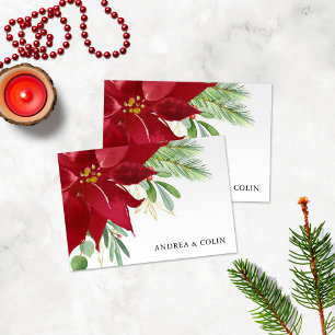 Cartão De Agradecimento Watercolor Natal - Poinsettia Obrigado