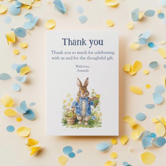 Cartão De Agradecimento Watercolor Peter Rabbit Birthday (Criador carregado)