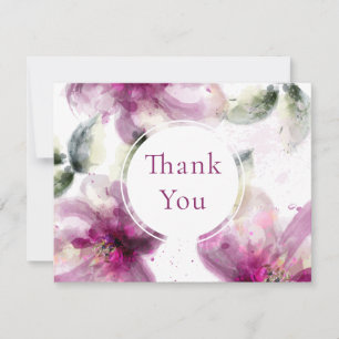 Cartão De Agradecimento Watercolor Pink Lily Floral Business Obrigado