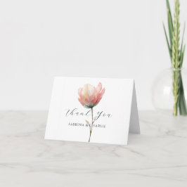 Cartão De Agradecimento Watercolor Pink Purple Tulip Elegant Floral
