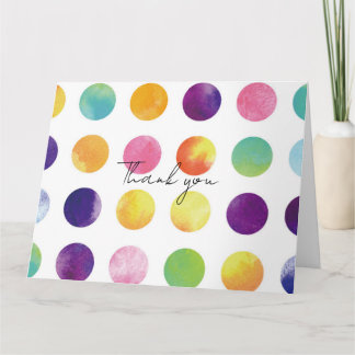 Cartão De Agradecimento Watercolor polka dots 二つ折りサンキューカード