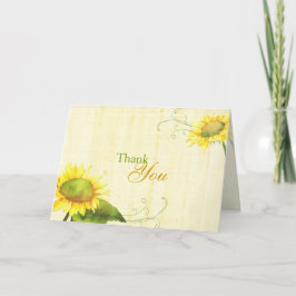Cartão De Agradecimento Watercolor Sunflower Ranch Wedch Obrigado