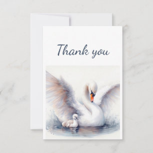 Cartão De Agradecimento Watercolor Swans Bird Willife Nature Animal