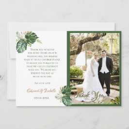 Cartão De Agradecimento Watercolor Tropical Green Palm Deixa Foto