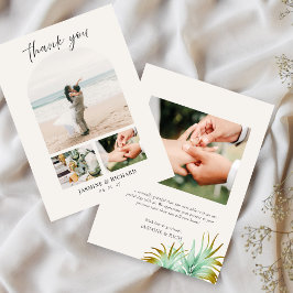 Cartão De Agradecimento Watercolor Tropical Palm Destination Wedding Photo