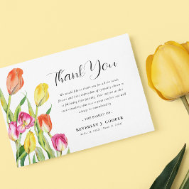 Cartão De Agradecimento Watercolor Tulip Florals Memorial Funeral