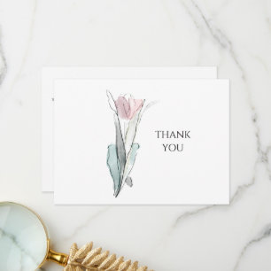 Cartão De Agradecimento Watercolor Tulip Simple Funeral II Obrigado