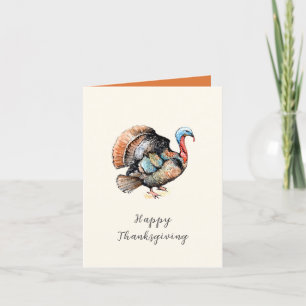 Cartão De Agradecimento Watercolor Turkey Happy Thankoning Company