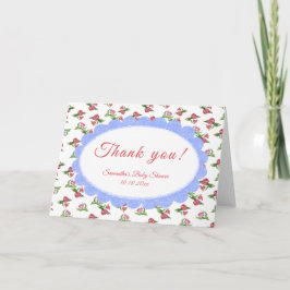 Cartão De Agradecimento Watercolor vintage Flowers Baby Shower Thank you
