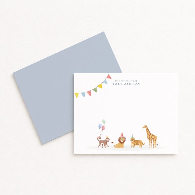 Cartão De Agradecimento Watercolor Wild Animals Nursery note card (Criador carregado)