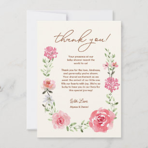 Cartão De Agradecimento Watercolor Wildflower Baby In BloChá de fraldas