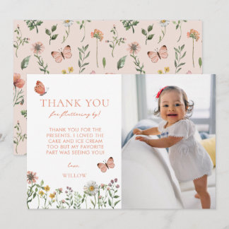 Cartão De Agradecimento Watercolor Wildflower Photo Birthday