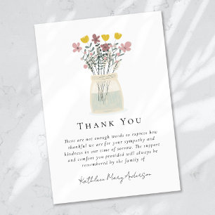 Cartão De Agradecimento Watercolor Wildflower Sympathy Funeral