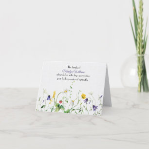 Cartão De Agradecimento Watercolor Wildflower Sympathy Obrigado