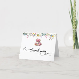 Cartão De Agradecimento Watercolor Wildflower Tea Party