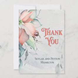 Cartão De Agradecimento Watercolor Winter Holiday Poinsettia