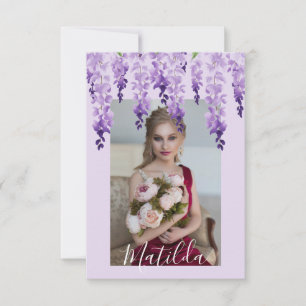 Cartão De Agradecimento Watercolor Wisteria Photo Bat Mitzvah