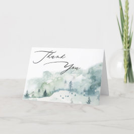 Cartão De Agradecimento Watercolor Woodland Forest Foto Obrigado