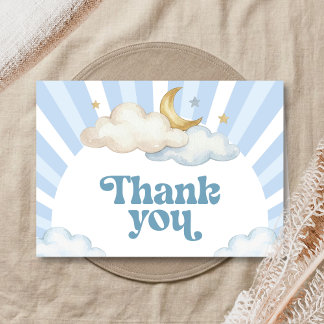 Cartão De Agradecimento We are Over the Moon Baby Shower