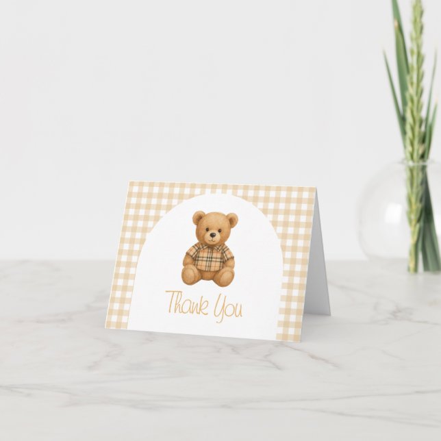 Cartão De Agradecimento We Can Bearly Wait Baby Shower  (Frente)