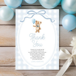 Cartão De Agradecimento We Can Bearly Wait Blue Teddy Bear Baby Shower