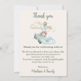 Cartão De Agradecimento We Can Bearly Wait Teddy Bear Airplane Baby Shower