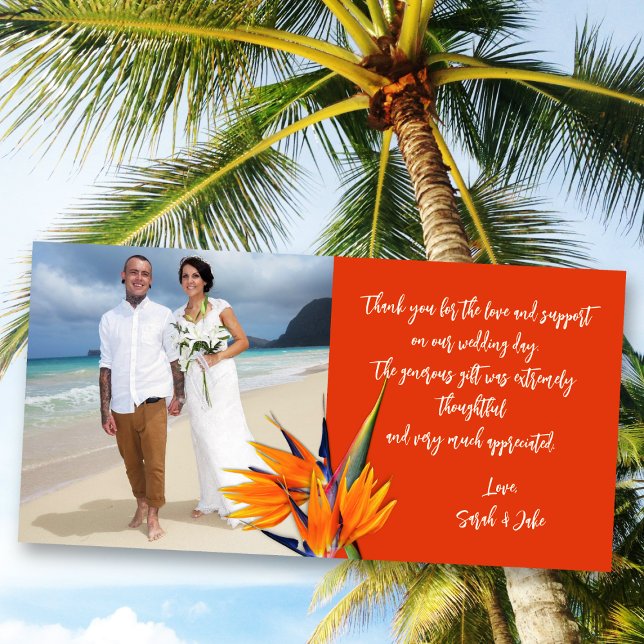 Cartão De Agradecimento Wedding Bird of Paradise Budget Photo Thank Cards (Criador carregado)